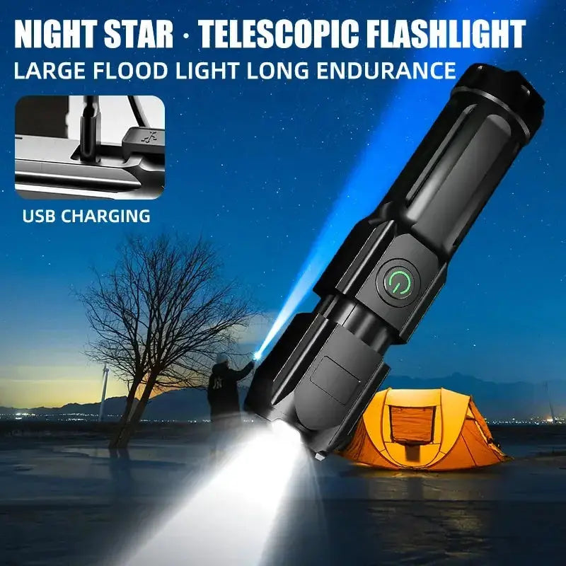 Strong Light Flashlight Outdoor Emergency Multi Functional USB Camping