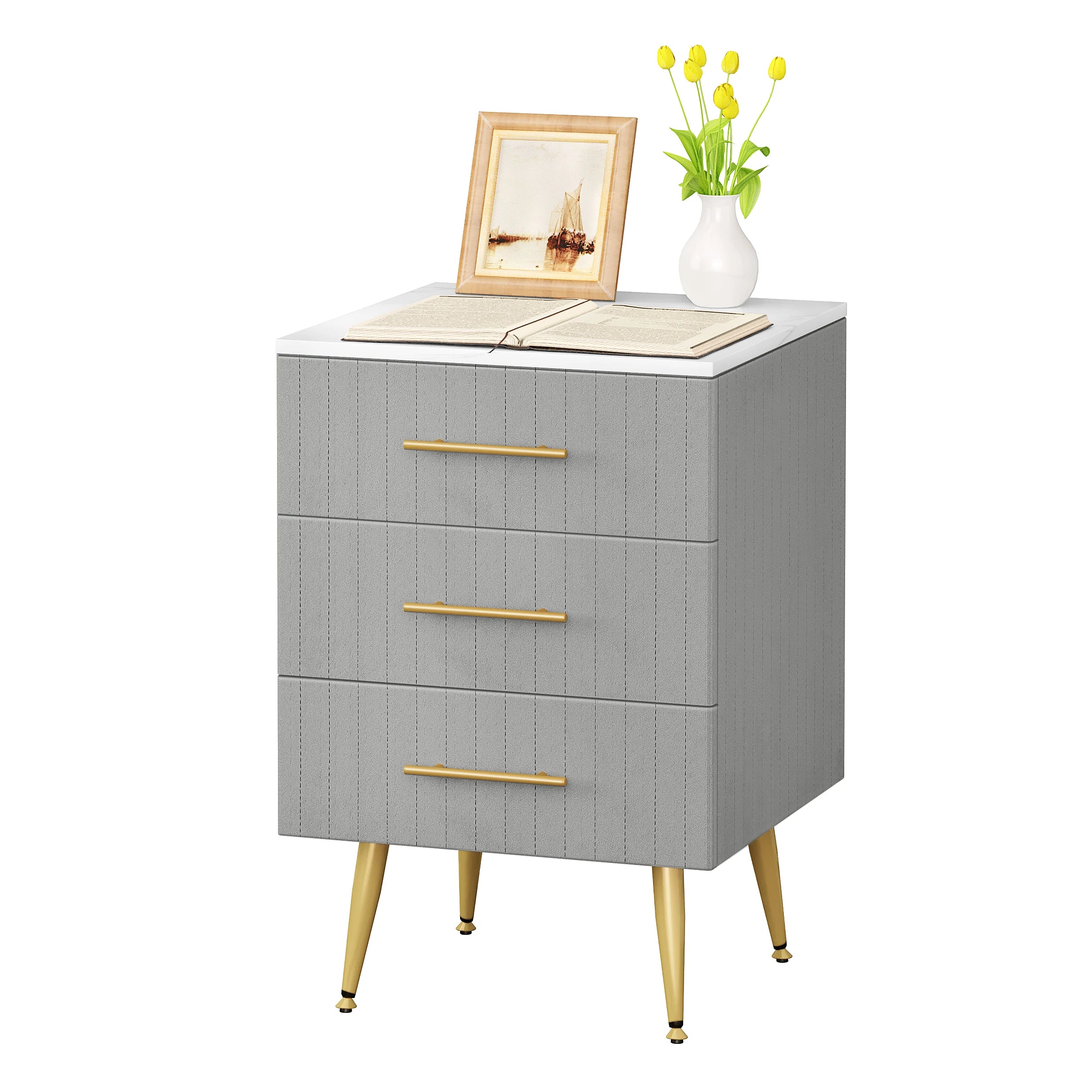 WOLTU Bedside Cabinet Nightstand with 3 Drawers Chest of Drawers Sideboard Storage Coffee Table for Bedroom Home