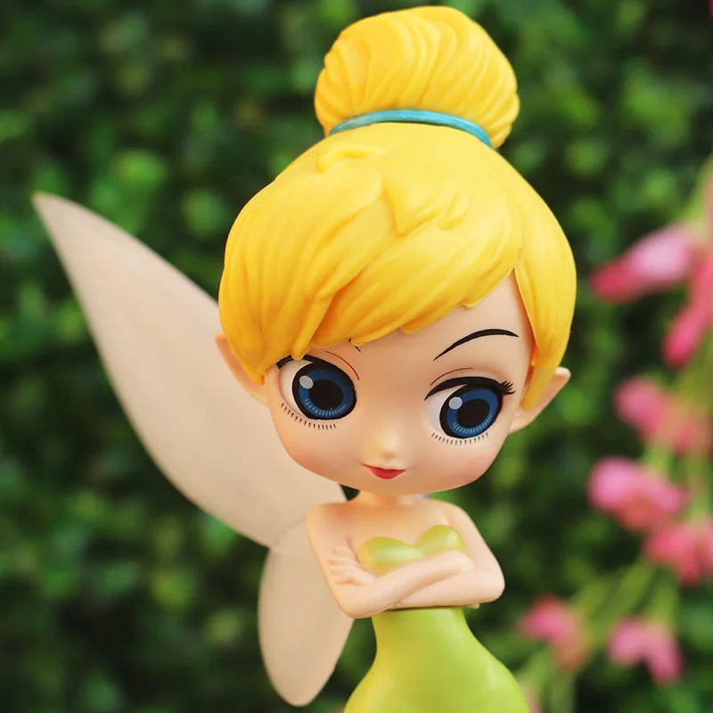 Disney 14cm Q Posket Princess Tinker Bell Figure Model Toys Cake Figure Animation Model Dolls Gifts home decor birthday party
