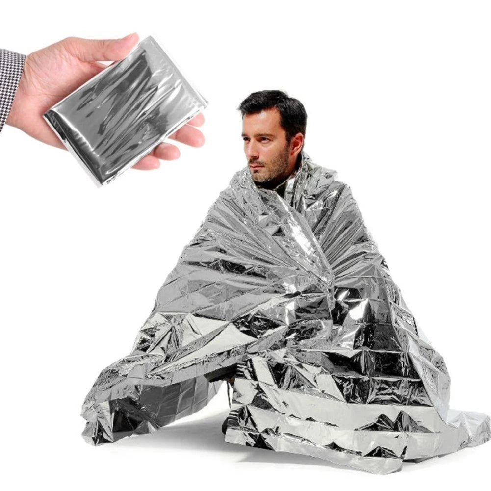 Silver Emergency Survival Thermal Blanket Outdoor Sleeping Bag Waterproof Windproof Reusable Cover for Exploration