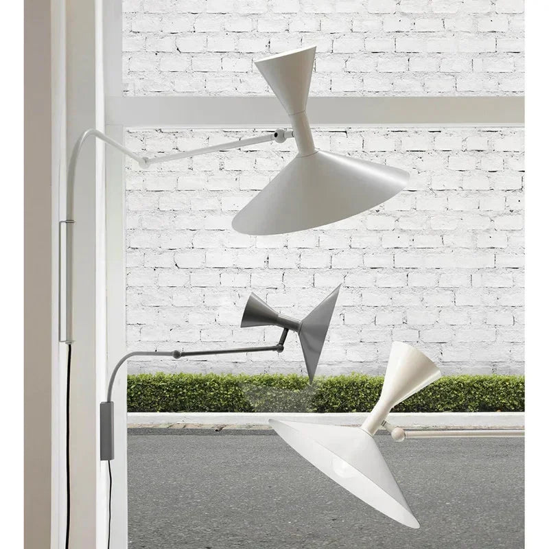 Nordic Designer Wall Lamp White Black Metal Arm Wall Sconce Lamp for Living Room Study Room Bedroom Bedside Lamps