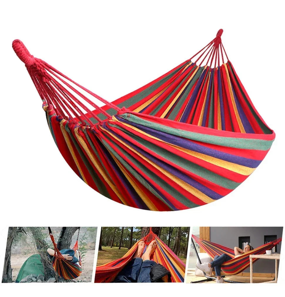 WESTTUNE Outdoor Canvas Hammock Camping Swing Hammock with Tree Ropes Load-bearing Up to 200kg Perfect for Garden Patio Backyard