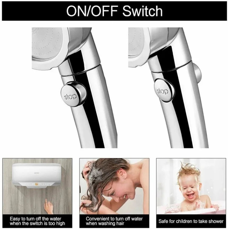 Shower Head Adjustable Water Saving Shower Head 3 Mode Water High Pressure Head With Stop Button