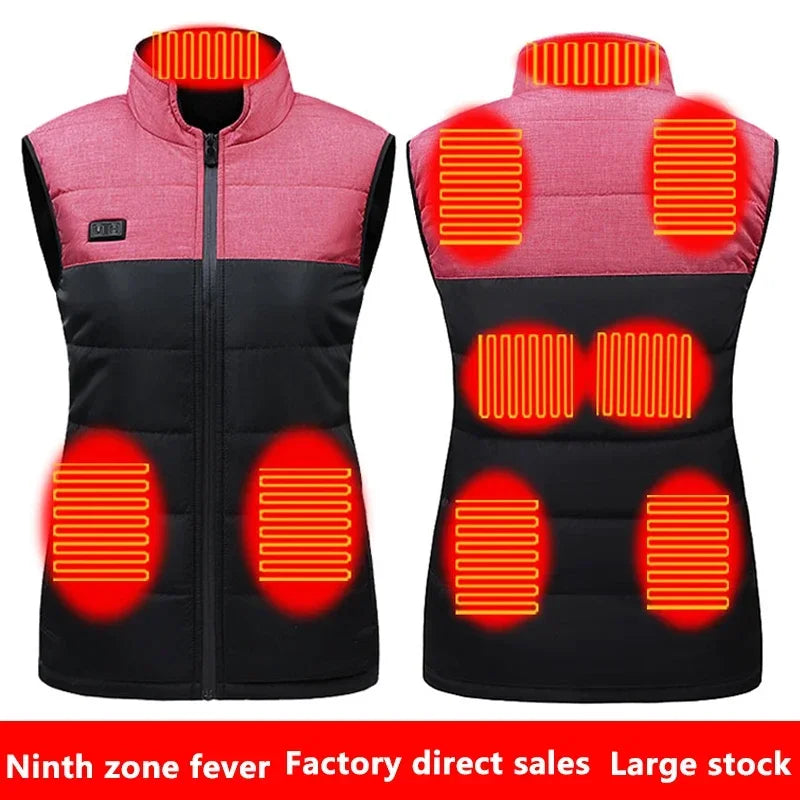 Women Coat Intelligent USB Electric Heating Thermal Warm Clothes Winter Heated Vest Plussize Men 21PCS Heated Jacket Fashion