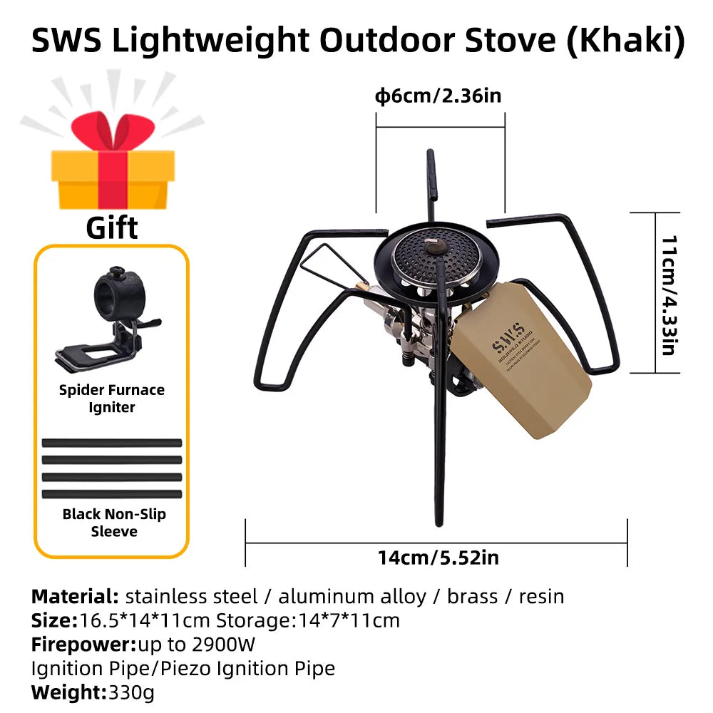 WELLHIKE New SWS Lightweight Outdoor Stove Spider Stove Folding mini Cassette Stove Camping Tableware BBQ Outdoor Tabletop Stove