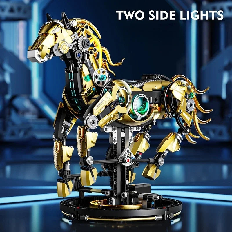 Technical Building Blocks Kit Mechanical Horse MOC Model Creative Bricks STEM Educational Toy for Adults Children Gift