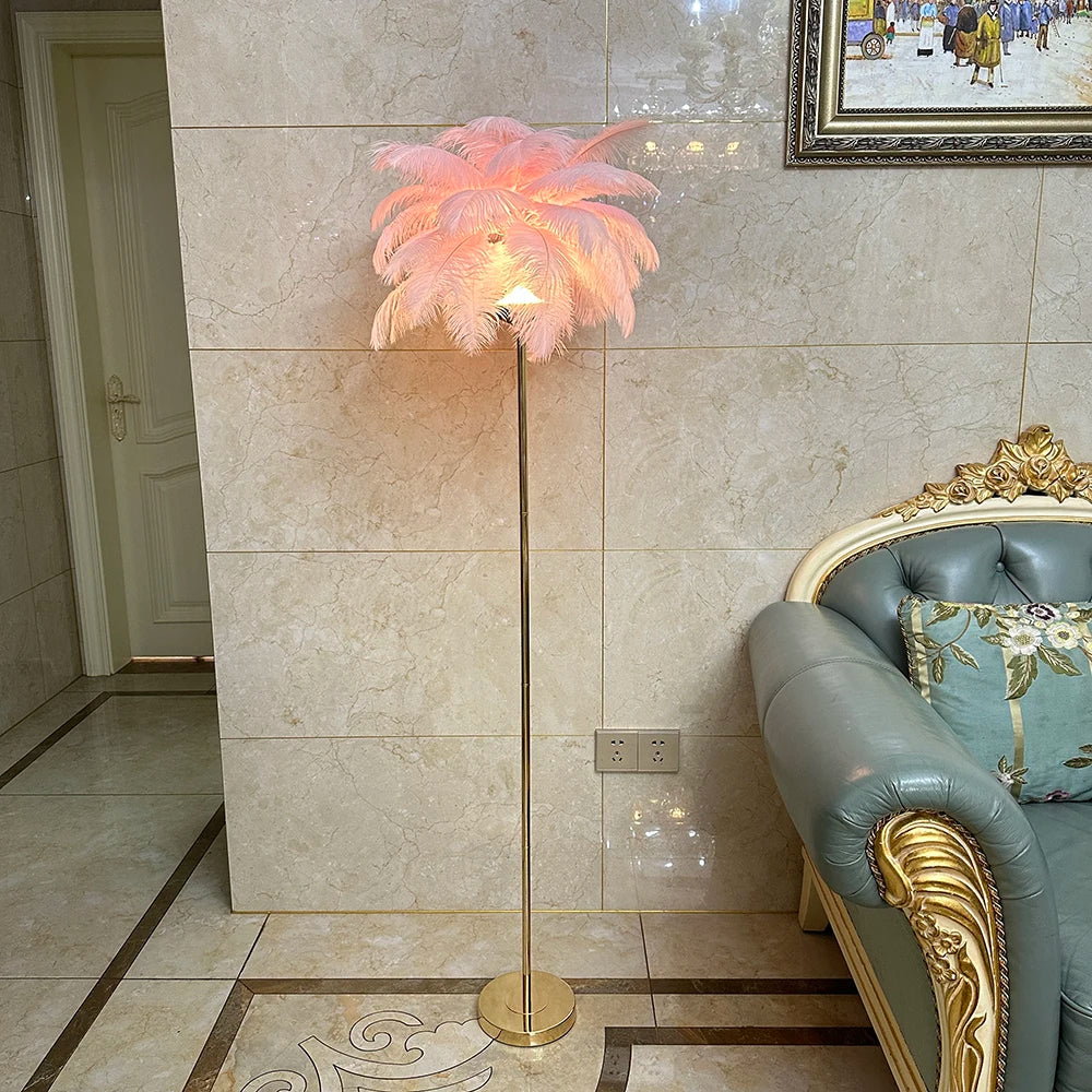 Rechargeable ostrich feather floor lamp Bar light Bedroom decorative light Romantic wedding creative wedding lighting
