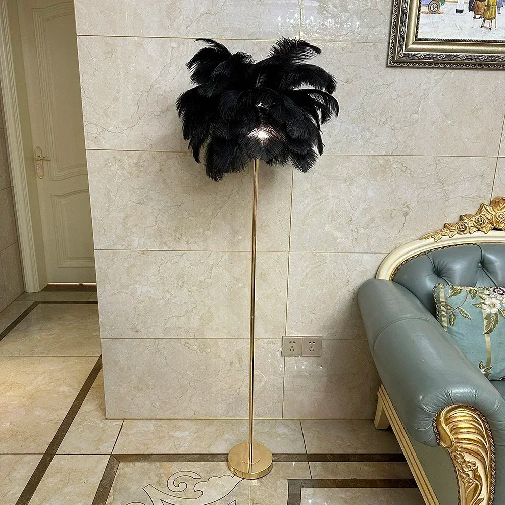 Rechargeable ostrich feather floor lamp Bar light Bedroom decorative light Romantic wedding creative wedding lighting