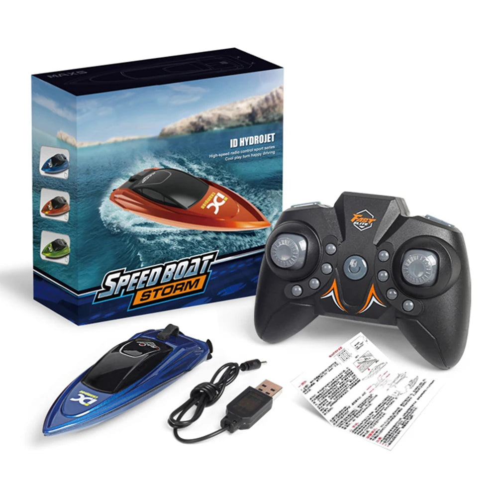 Waterproof 2.4GHz RC Boat High Speed Electric Ship Water Model with LED Lights Children Remote Control Ship Toy
