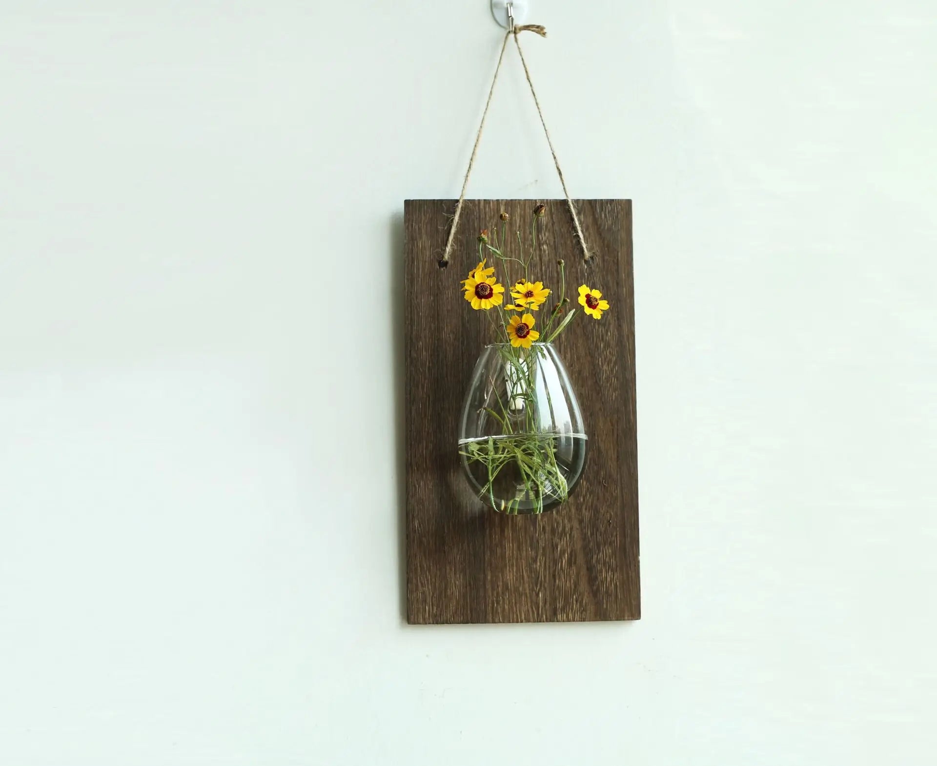 Wood Glass Wall Vases Indoor Wood Hanging Vase,Wall Decor for Bathroom Office and Living Room, Farmhouse Sconces Wall Decor