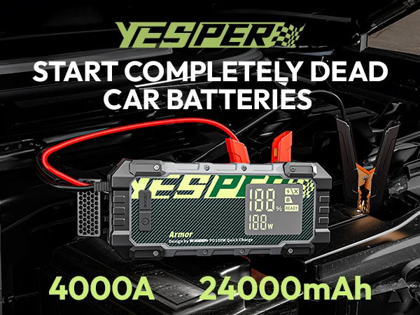 YESPER Car Battery Charger Booster Jump Starter 4000a 12V Battery Booster For Car Portable Car Booster Jump Starter With PD 100W