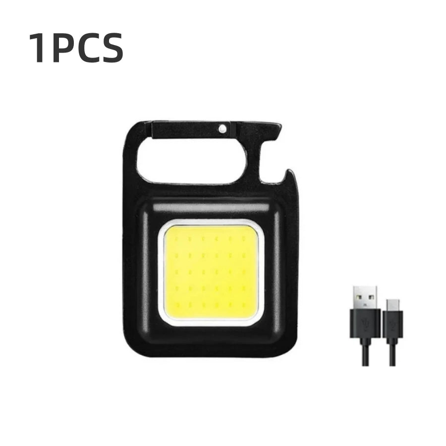 1-5PCS Mini LED Flashlight Portable COB Keychain Work Lights 500LM USB Charging Waterproof For Outdoor Walking Camping Lighting