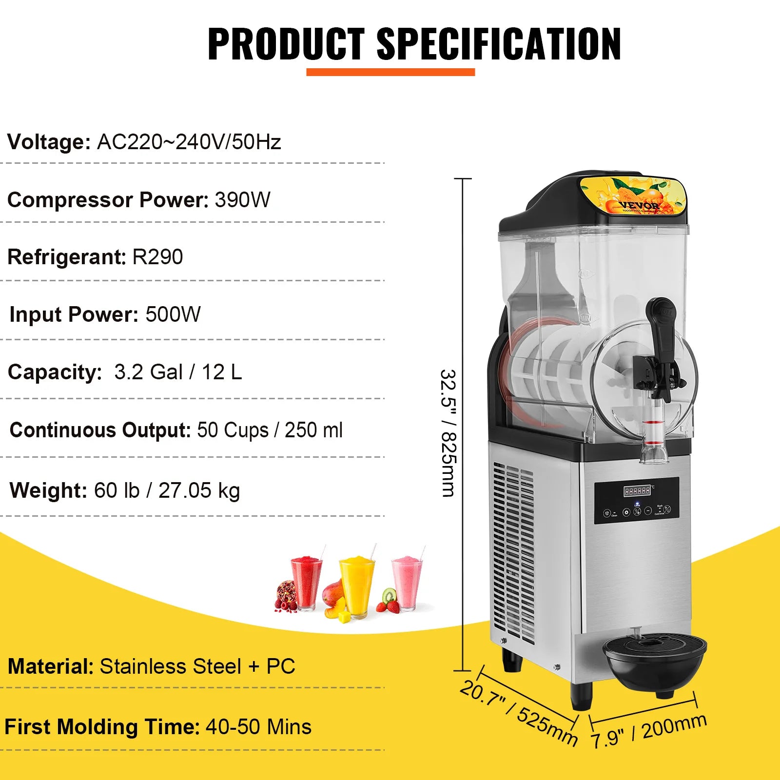 VEVOR 1/2/3 Tanks Commercial Ice-Cool Juice Smoothie Slush Maker Frozen Beverage Cold Drink Dispenser Vending Machine for Home