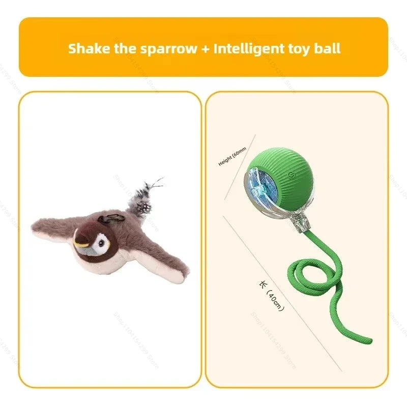 Interactive Cat Toys Rechargeable Flying Bird Rat Cat Toy Chirping Flapping Bird Can Add Catnip Touch Activated Cute Plush Toy