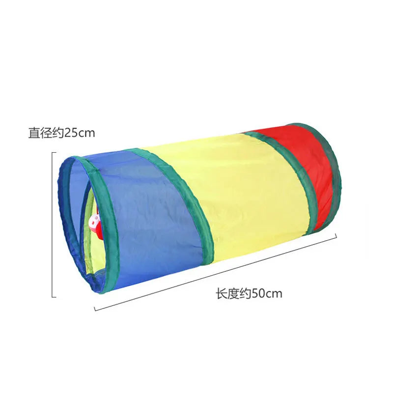 Foldable Rainbow Cat Tunnel Interactive Cat Toy Collapsible Play Tube for Kittens Durable Portable Pet Exercise Cubes
