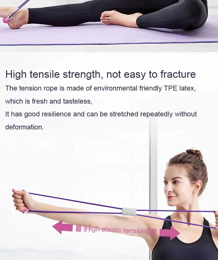 Yoga Elastic Band Home Fitness Equipment Portable Upgraded Shoulder Opening And Back Beautification 8-Line Tension Rope