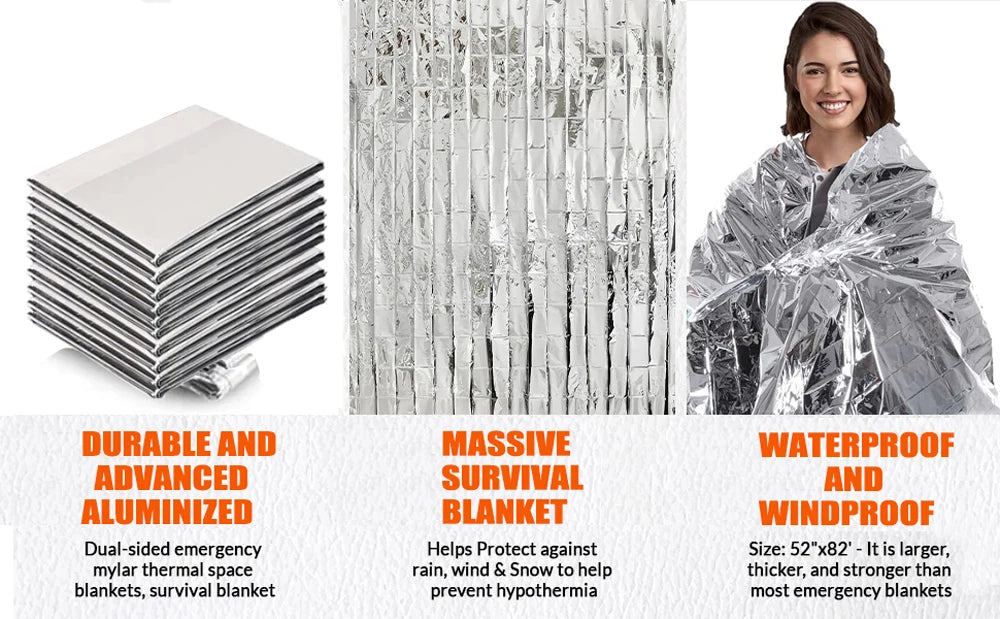 Survival Emergency Mylar Thermal Blanket Foil Space Blanket for NASA Body Warmer Outdoor First Aid Camping Gear Hiking Travel