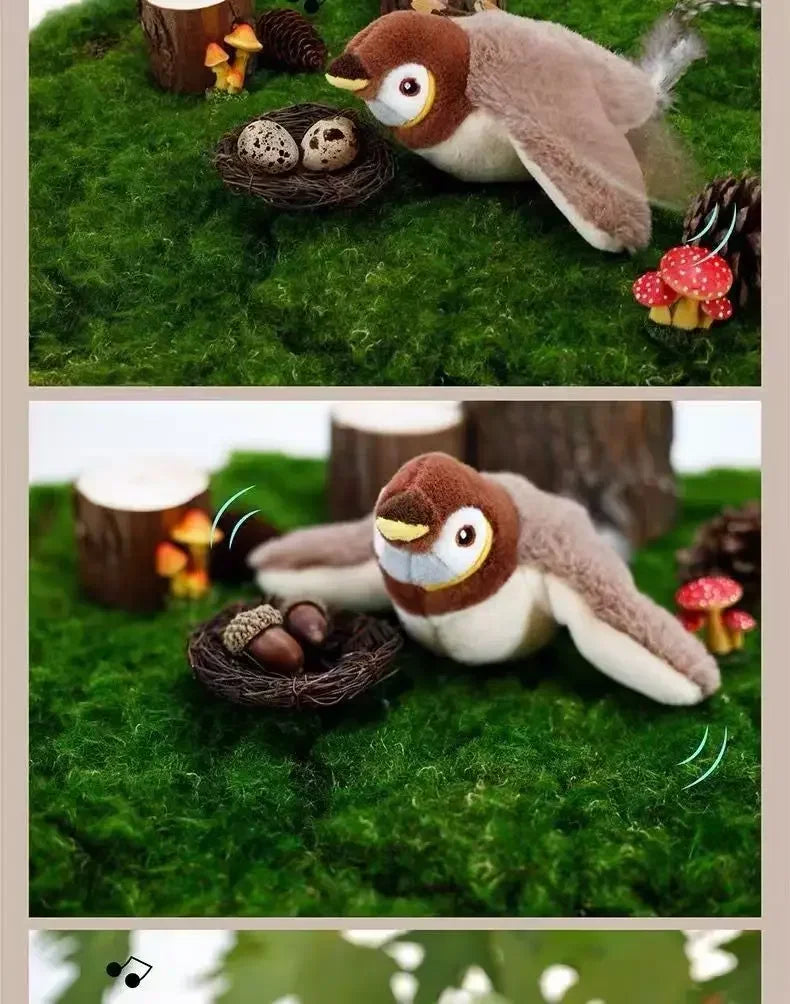 Interactive Cat Toys Rechargeable Flying Bird Rat Cat Toy Chirping Flapping Bird Can Add Catnip Touch Activated Cute Plush Toy