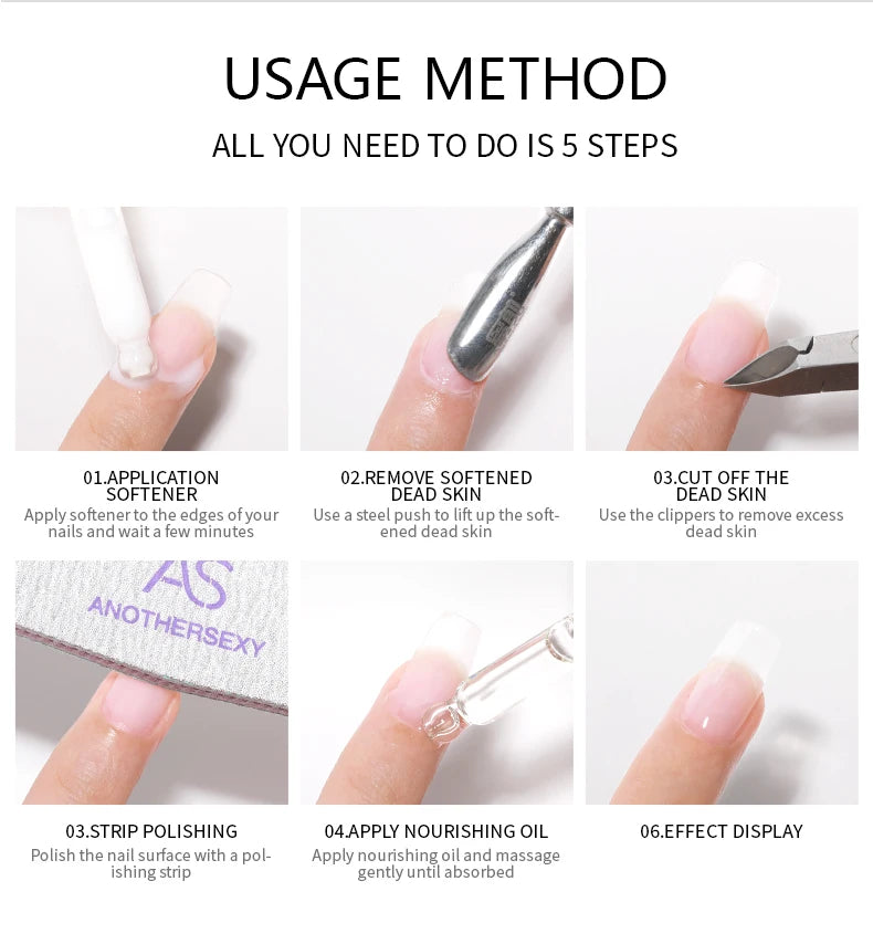 AS Cuticle Remover Liquid Cuticle Softener Professional Nail Care with Lanolin for Brittle Hang Nails Hydrating Moisturizing