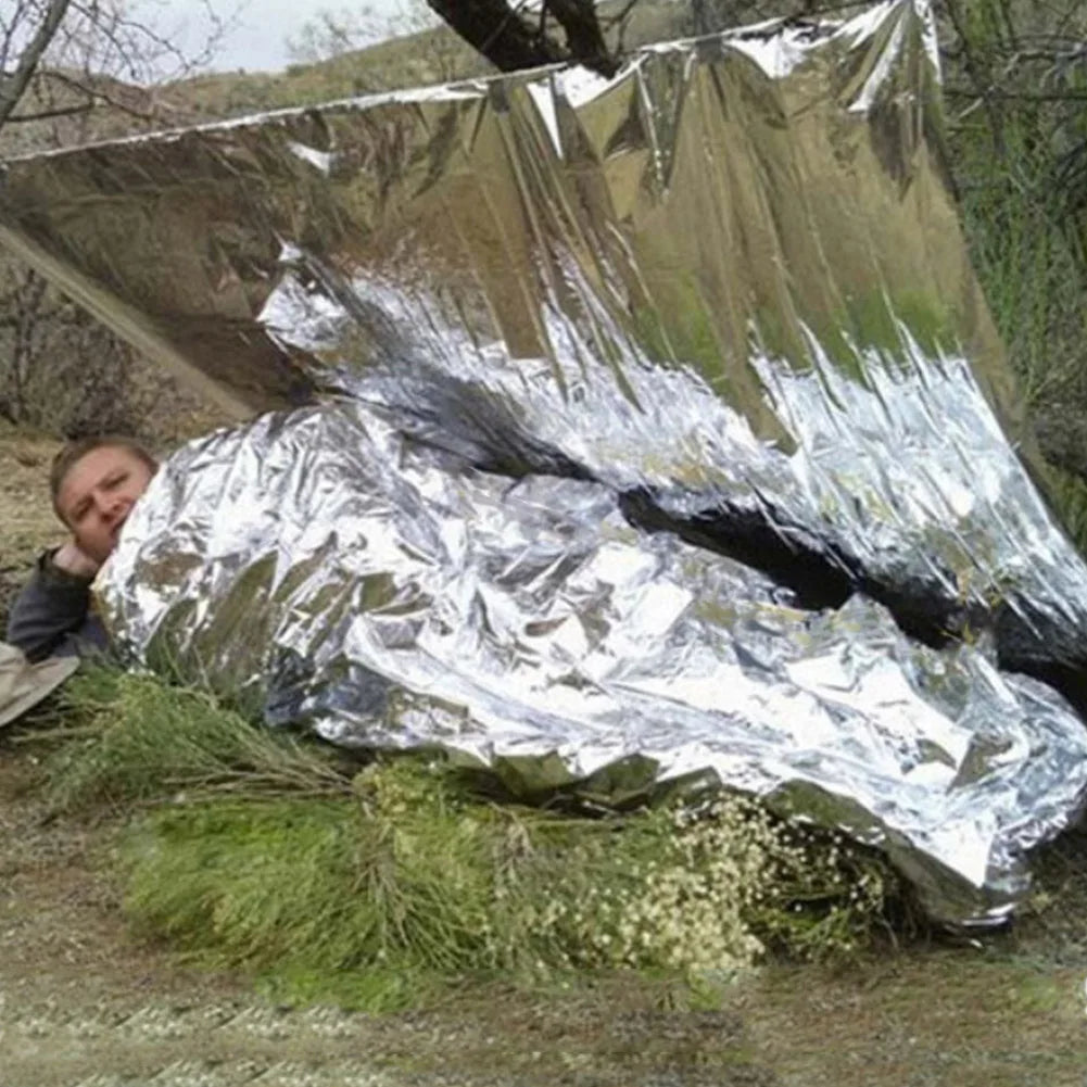 Silver Emergency Survival Thermal Blanket Outdoor Sleeping Bag Waterproof Windproof Reusable Cover for Exploration