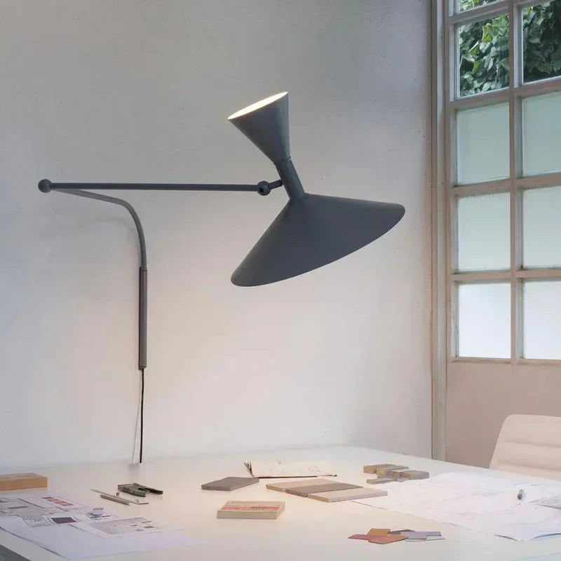 Nordic Designer Wall Lamp White Black Metal Arm Wall Sconce Lamp for Living Room Study Room Bedroom Bedside Lamps