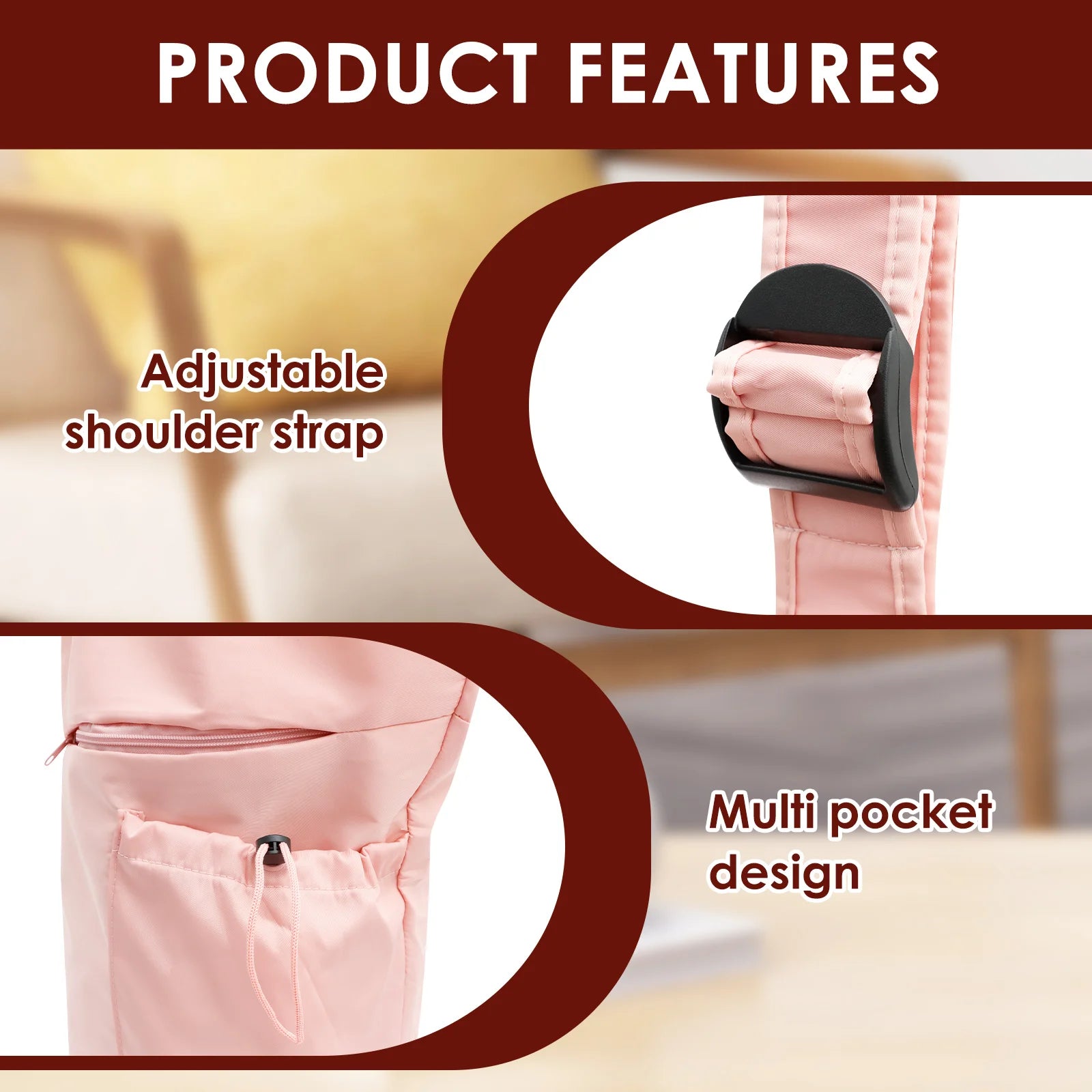 Yoga Mat Bag Large Opening Yoga Bag with Adjustable Shoulder Strap and Multiple Pocket Functional Fitness Mat Carrier for Women