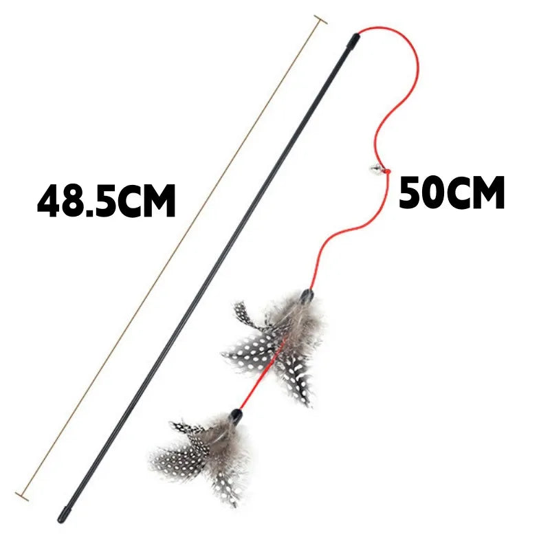 Cat Toy Feather Cats Sticks Cat Toys Interactive Double Feather Toys Cats Teasing Kitten Teaser Stick with Bell Toy Pet Products