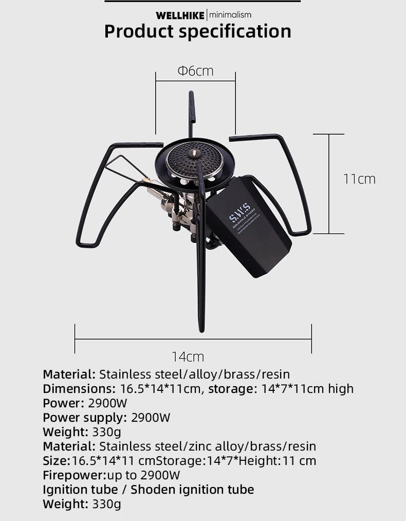 WELLHIKE New SWS Lightweight Outdoor Stove Spider Stove Folding mini Cassette Stove Camping Tableware BBQ Outdoor Tabletop Stove