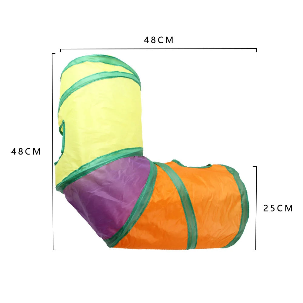 Foldable Rainbow Cat Tunnel Interactive Cat Toy Collapsible Play Tube for Kittens Durable Portable Pet Exercise Cubes