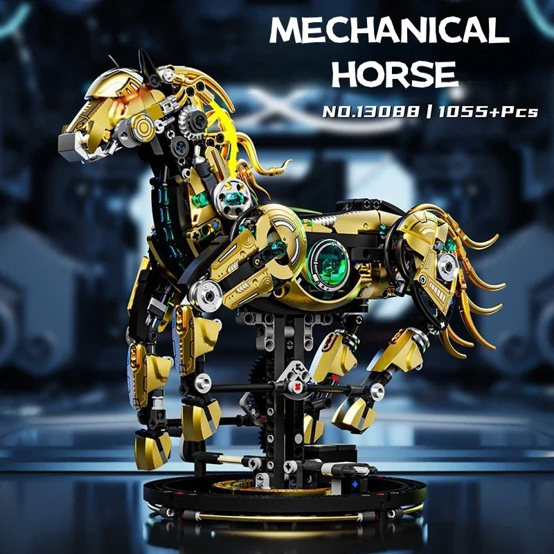 Technical Building Blocks Kit Mechanical Horse MOC Model Creative Bricks STEM Educational Toy for Adults Children Gift