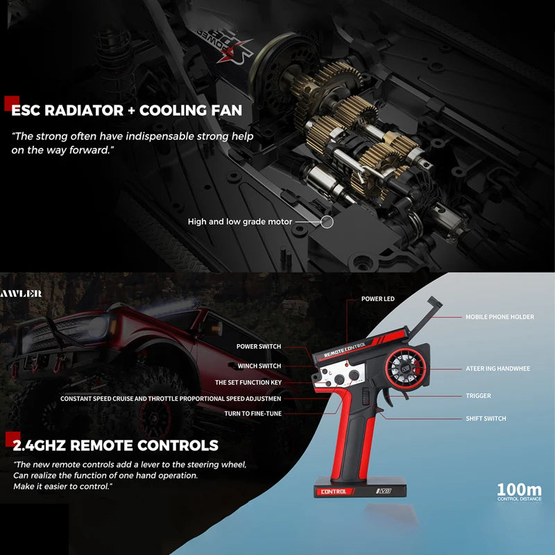 WLtoys 104020 1/10 Professional RC Car Off Road 4x4 2.4G 4WD Remote Control Cars 45 Minutes Working Time Climbing Car Adult Toy