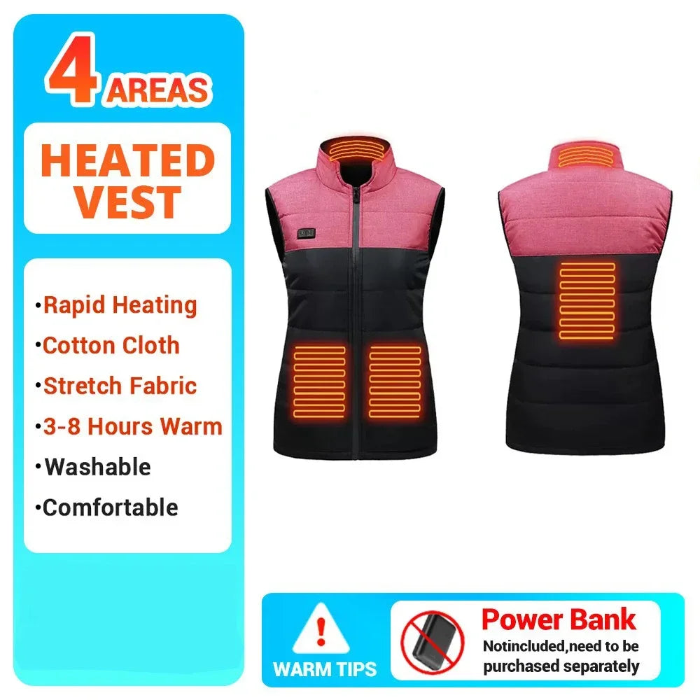 Women Coat Intelligent USB Electric Heating Thermal Warm Clothes Winter Heated Vest Plussize Men 21PCS Heated Jacket Fashion