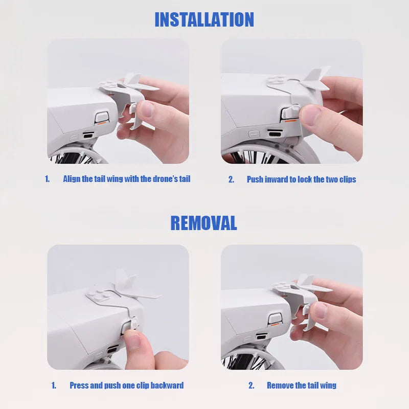 VOLODYMYR Flight Tail for DJI Flip Eeduce Drag Reduce Air Resistance Quick-release Rear Wing Drone Flight Tail Drone Accessory