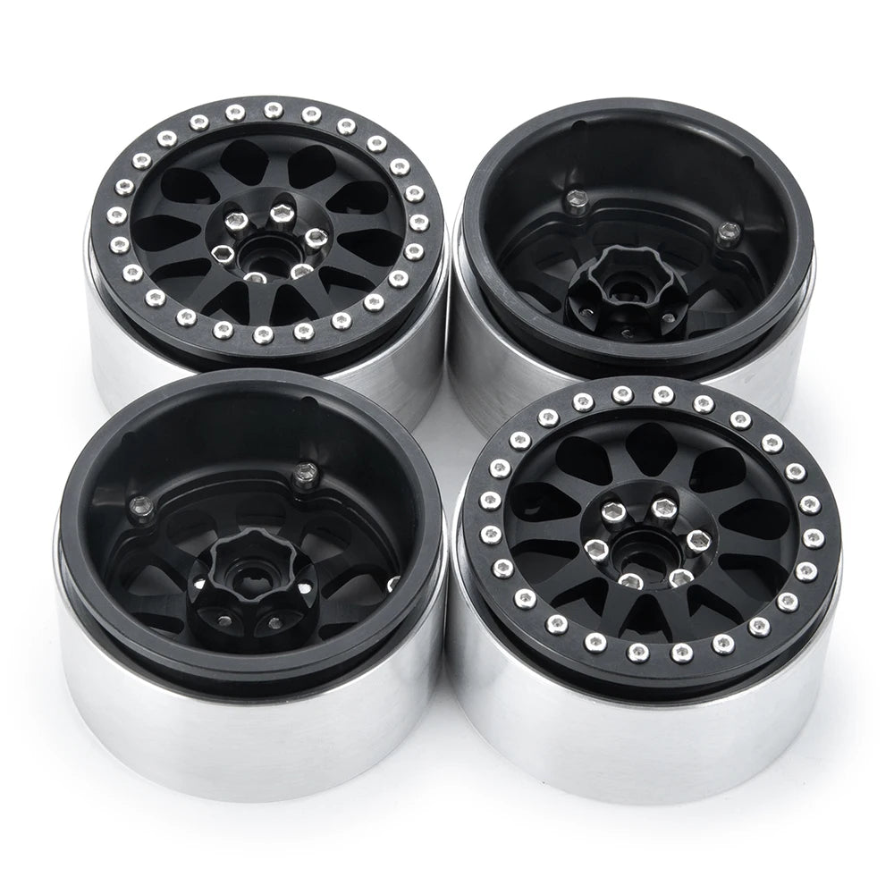 YEAHRUN 2/4pcs Metal Beadlock 2.2 inch Wheel Rims Hubs for Axial Wraith 90048 RR10 TRX-4 1/10 RC Crawler Car Upgrade Parts