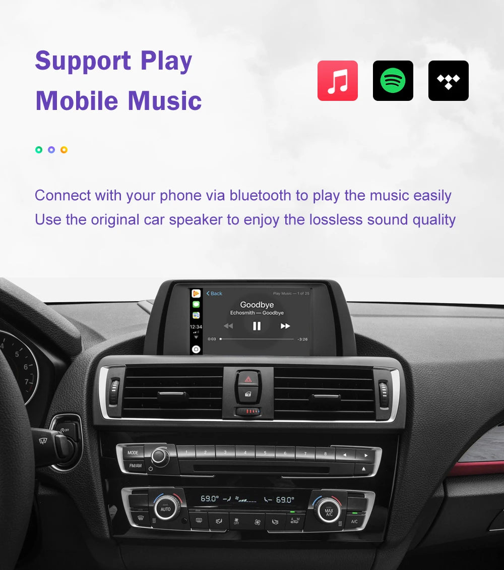 WirelessCarPlay For BMW Series 1 2 F20 F21 F22 F23 F45 2012-2020 NBT EVO with Android Auto Mirror Link AirPlay Car Play