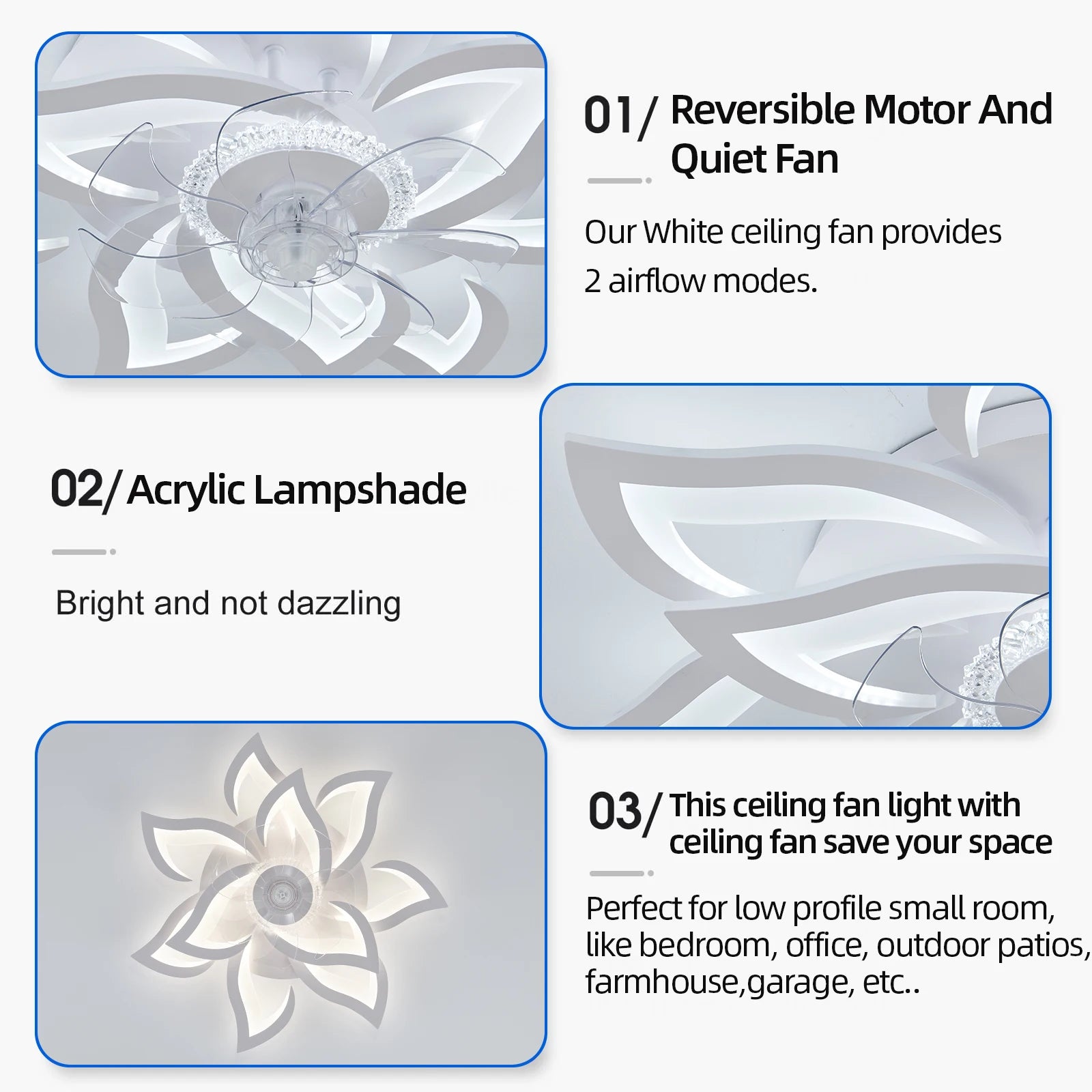 New style ceiling fan light modern LED fan light 92W smart remote control ceiling fan with light living room bedroom
