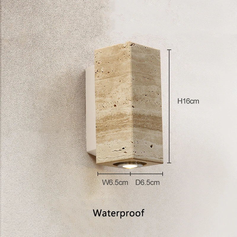 Yellow travertine stone Japanese style wabi-sabi wall lights bedroom dinning room wall lamp designer retro outdoor wall sconces