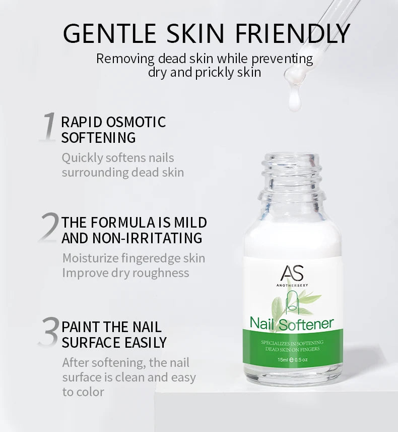 AS Cuticle Remover Liquid Cuticle Softener Professional Nail Care with Lanolin for Brittle Hang Nails Hydrating Moisturizing