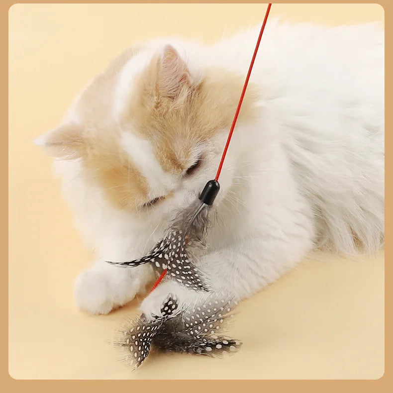 Cat Toy Feather Cats Sticks Cat Toys Interactive Double Feather Toys Cats Teasing Kitten Teaser Stick with Bell Toy Pet Products