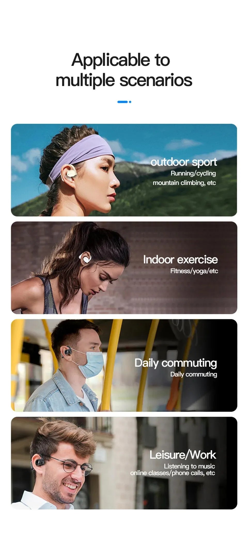 Wireless Headphones Bluetooth Headset With Microphone Bone Conduction Handsfree Noise Canceling Earphones For Driving Audifonos