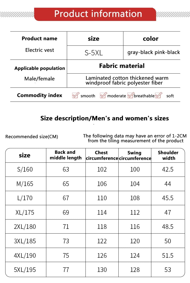 Women Coat Intelligent USB Electric Heating Thermal Warm Clothes Winter Heated Vest Plussize Men 21PCS Heated Jacket Fashion