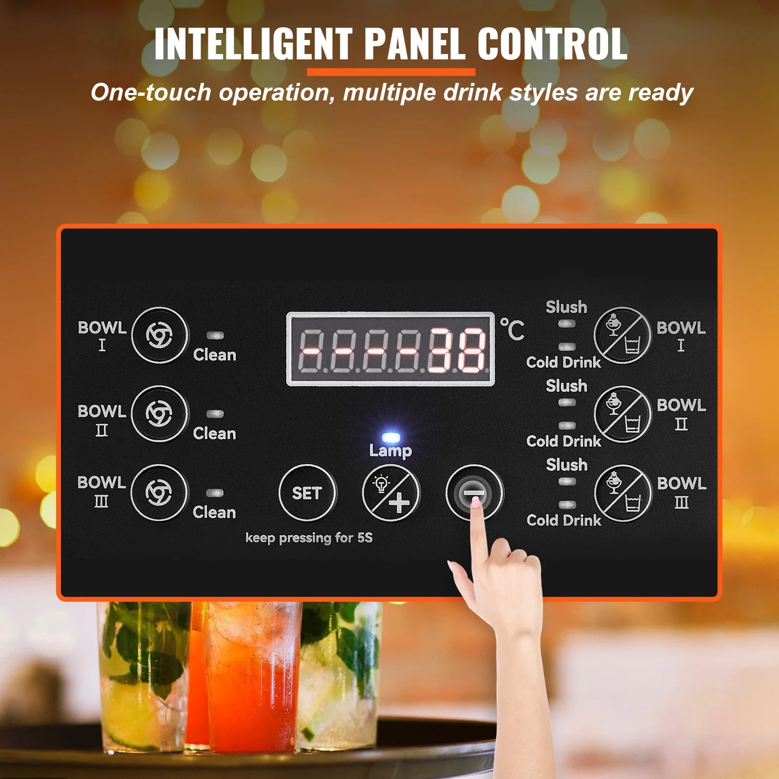 VEVOR 1/2/3 Tanks Commercial Ice-Cool Juice Smoothie Slush Maker Frozen Beverage Cold Drink Dispenser Vending Machine for Home