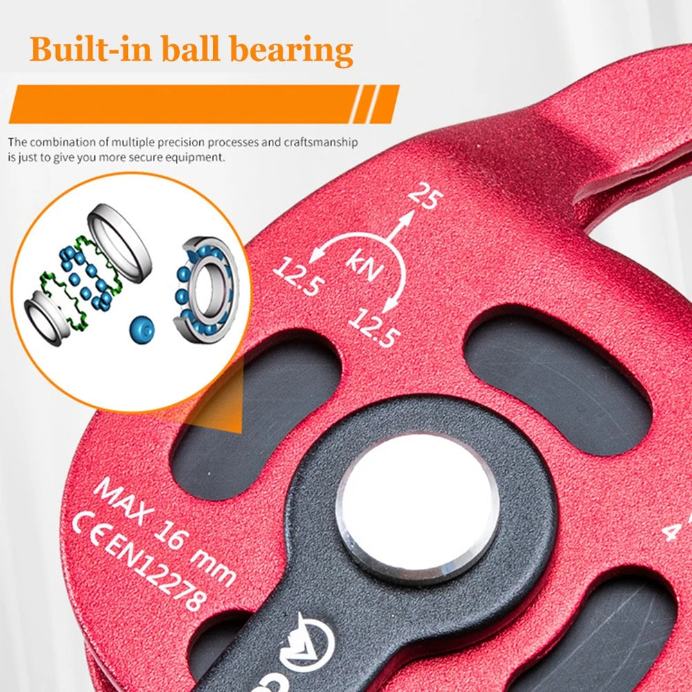 Climbing Pulley Professional Lift Accessory Lift Weight Pulley Device Rescue Survive Gear Rock Climb Heavy Transport Pulley Com
