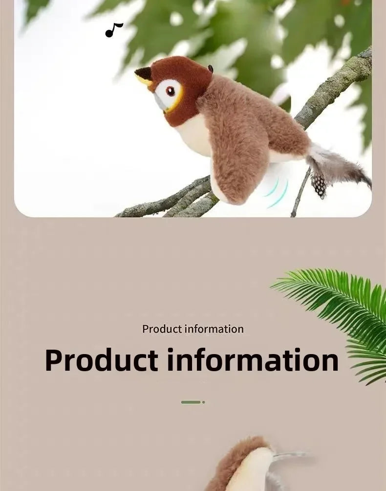 Interactive Cat Toys Rechargeable Flying Bird Rat Cat Toy Chirping Flapping Bird Can Add Catnip Touch Activated Cute Plush Toy