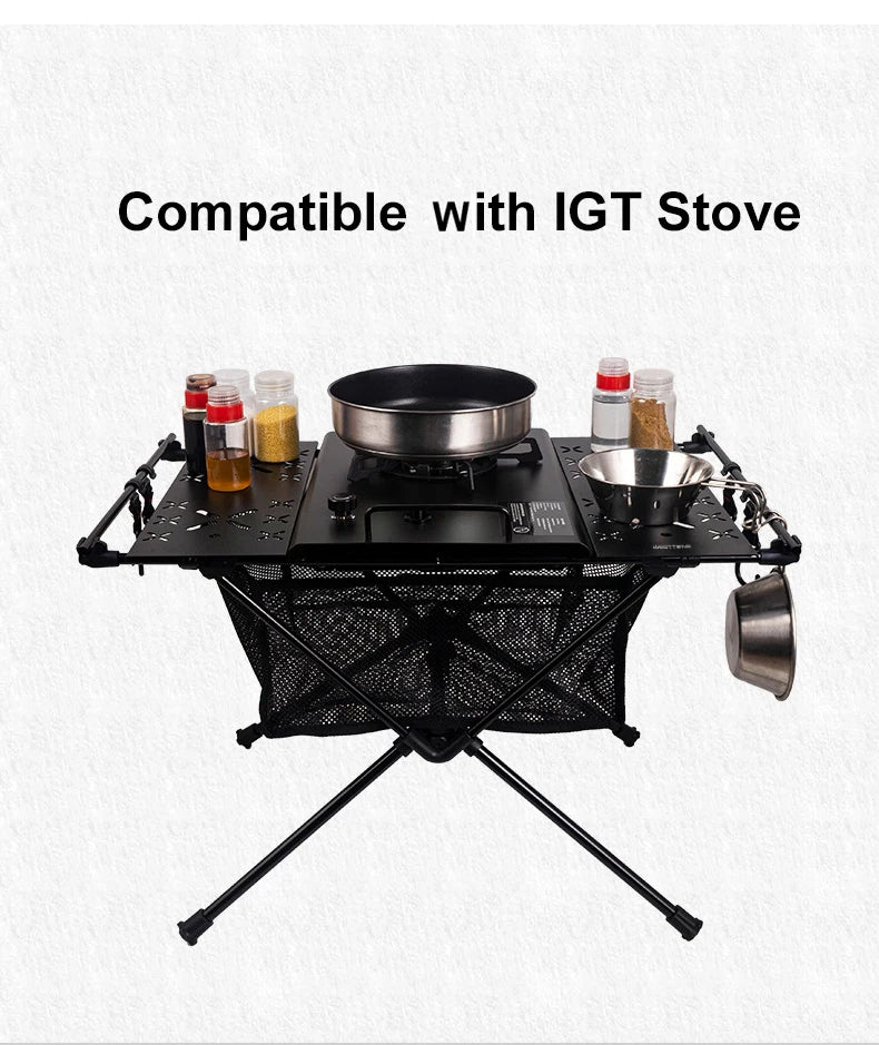 WESTTUNE Camping Folding Table Portable Aluminum Alloy Lightweight Table with Accessories Multifunctional Outdoor Table