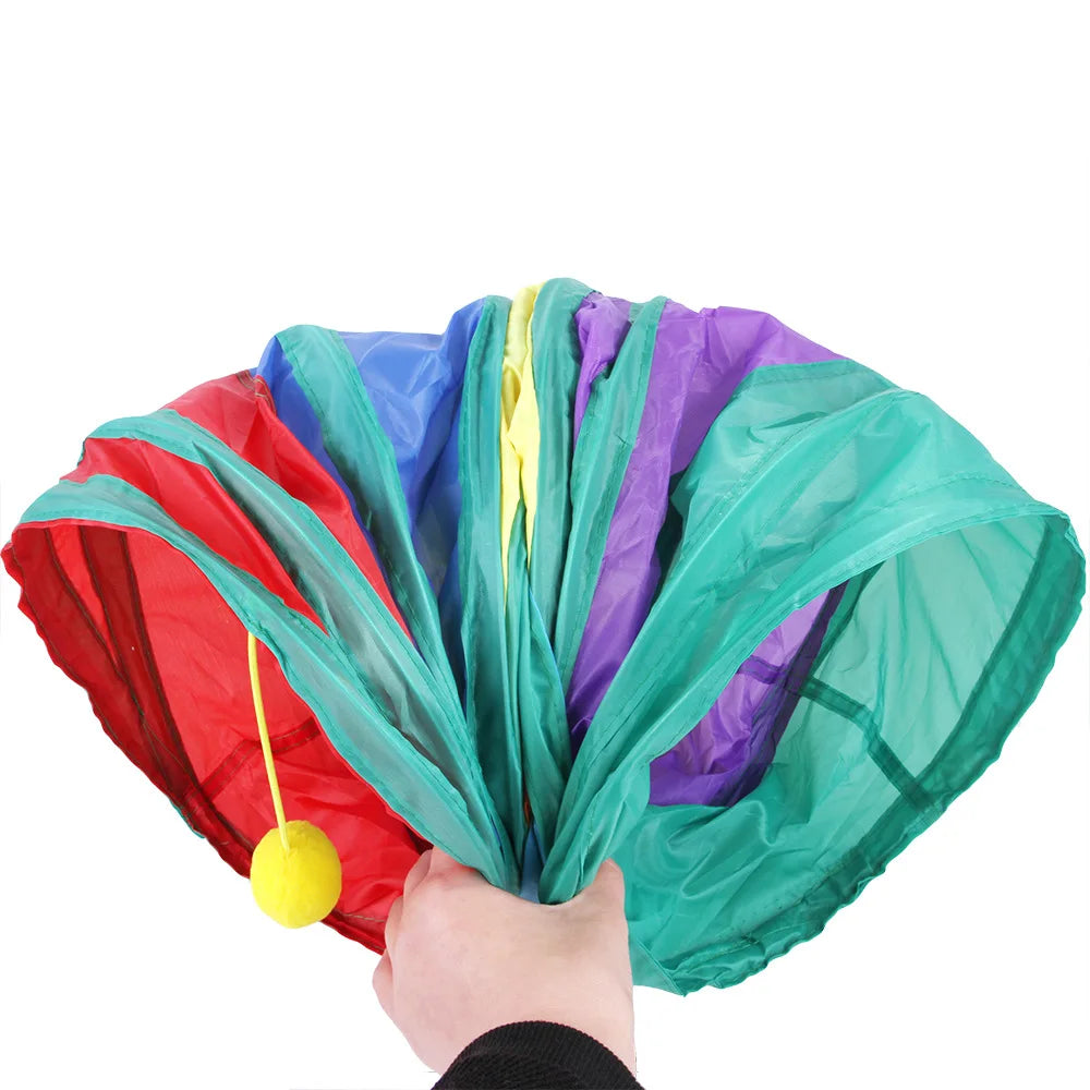 Foldable Rainbow Cat Tunnel Interactive Cat Toy Collapsible Play Tube for Kittens Durable Portable Pet Exercise Cubes