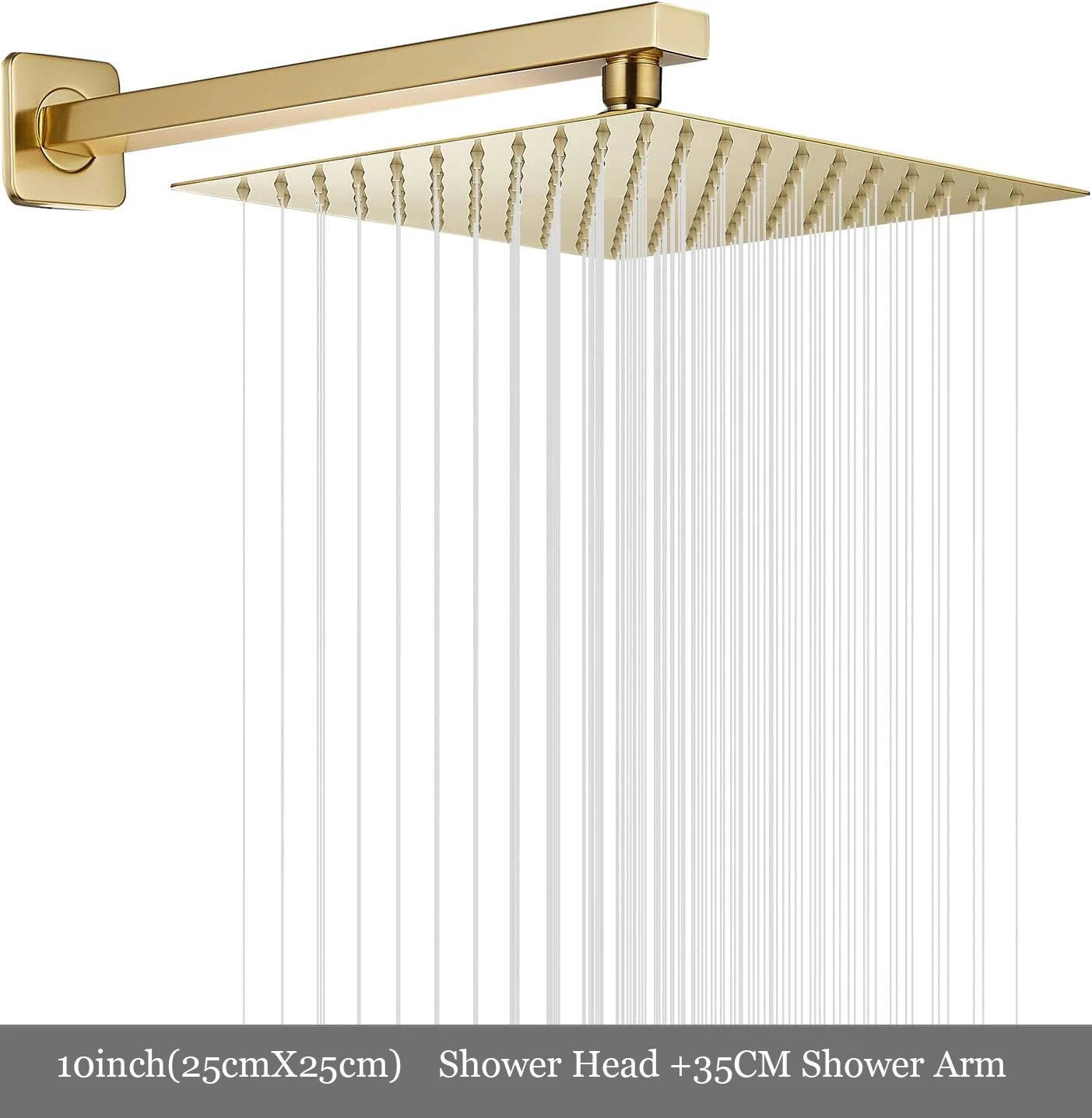BAKALA 8/10/12Inch Water Powered Rain Shower Head Bathroom Square Brush gold Shower head. stainless steel shower head