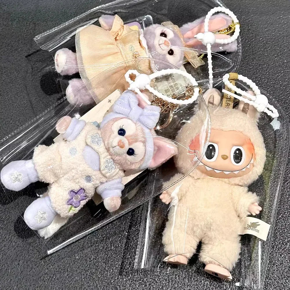 PVC Waterproof Mini Raincoat for 17cm Labubu Dolls Protective Transparent Cover