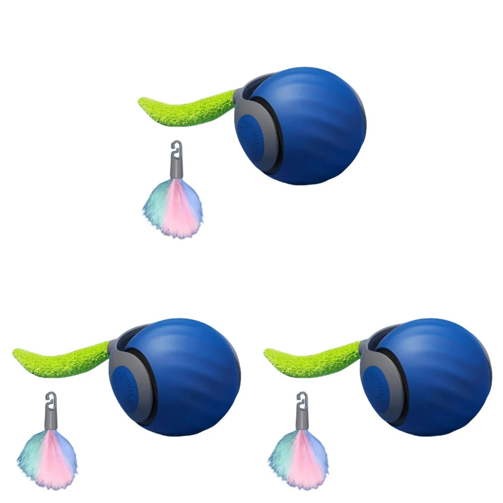 1-3Pcs Automatic Moving Cat Toy Ball Smart Cat Toys 2-Speed Adjustment Speedy Tail Cat Toy with Replacement Tail Cat Supplies