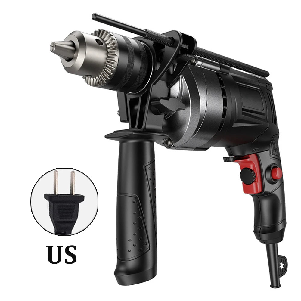 AC 110V/220V Multifunction Electric Drill Powerful Impact Drill Electric Hammer Infinitely Variable Speed Power Tools EU/US Plug